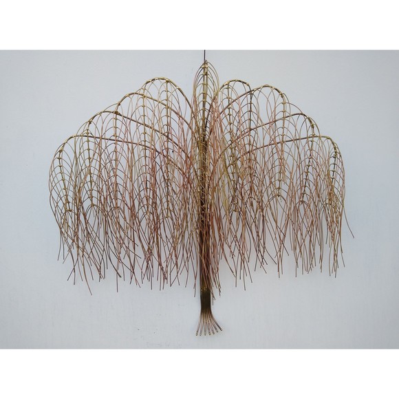 Copper and Brass Willow Tree  Metal Wall Hanging Art Decor Sculpture - Picture 7 of 10